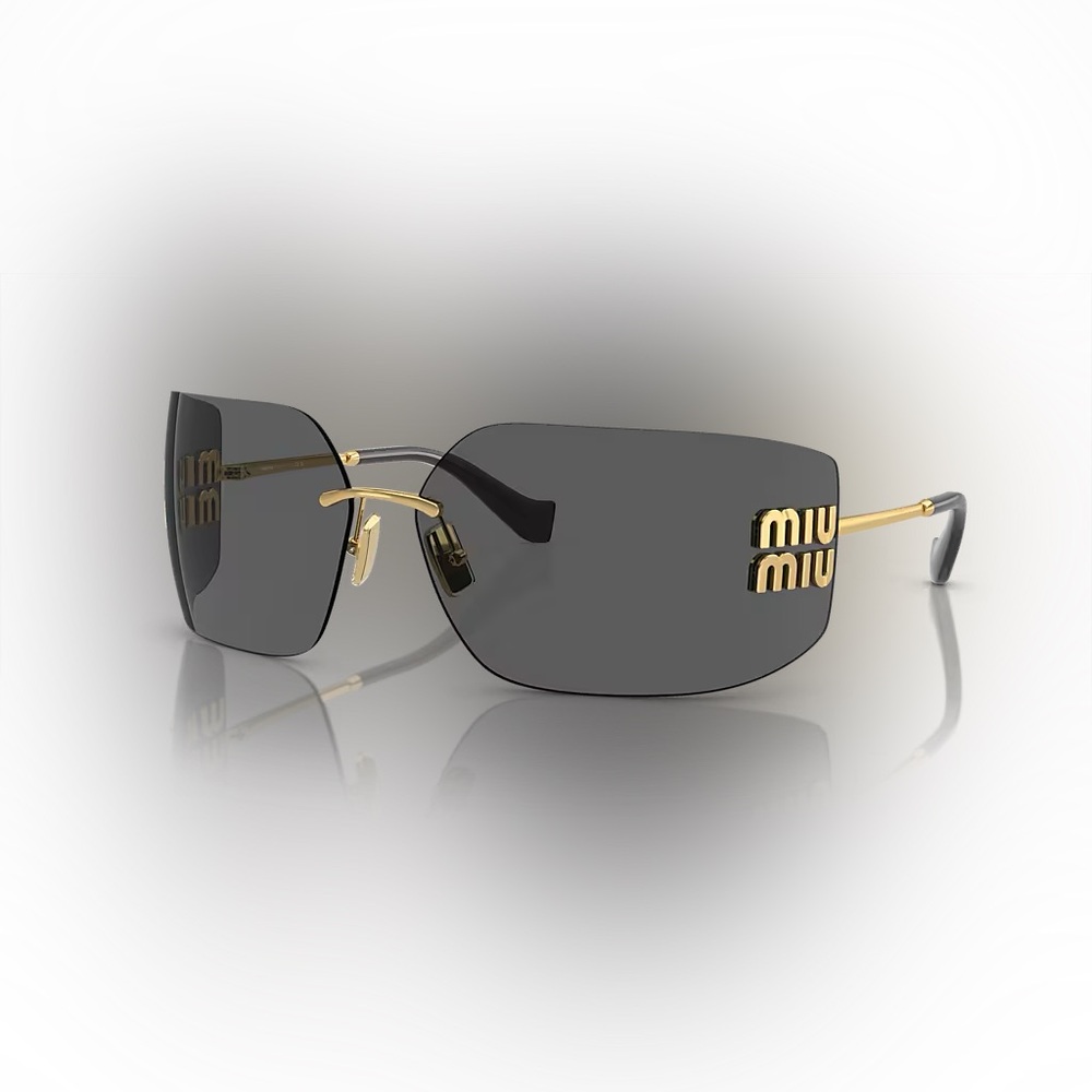 Miu Miu Black and Gold Rimless Sunglasses